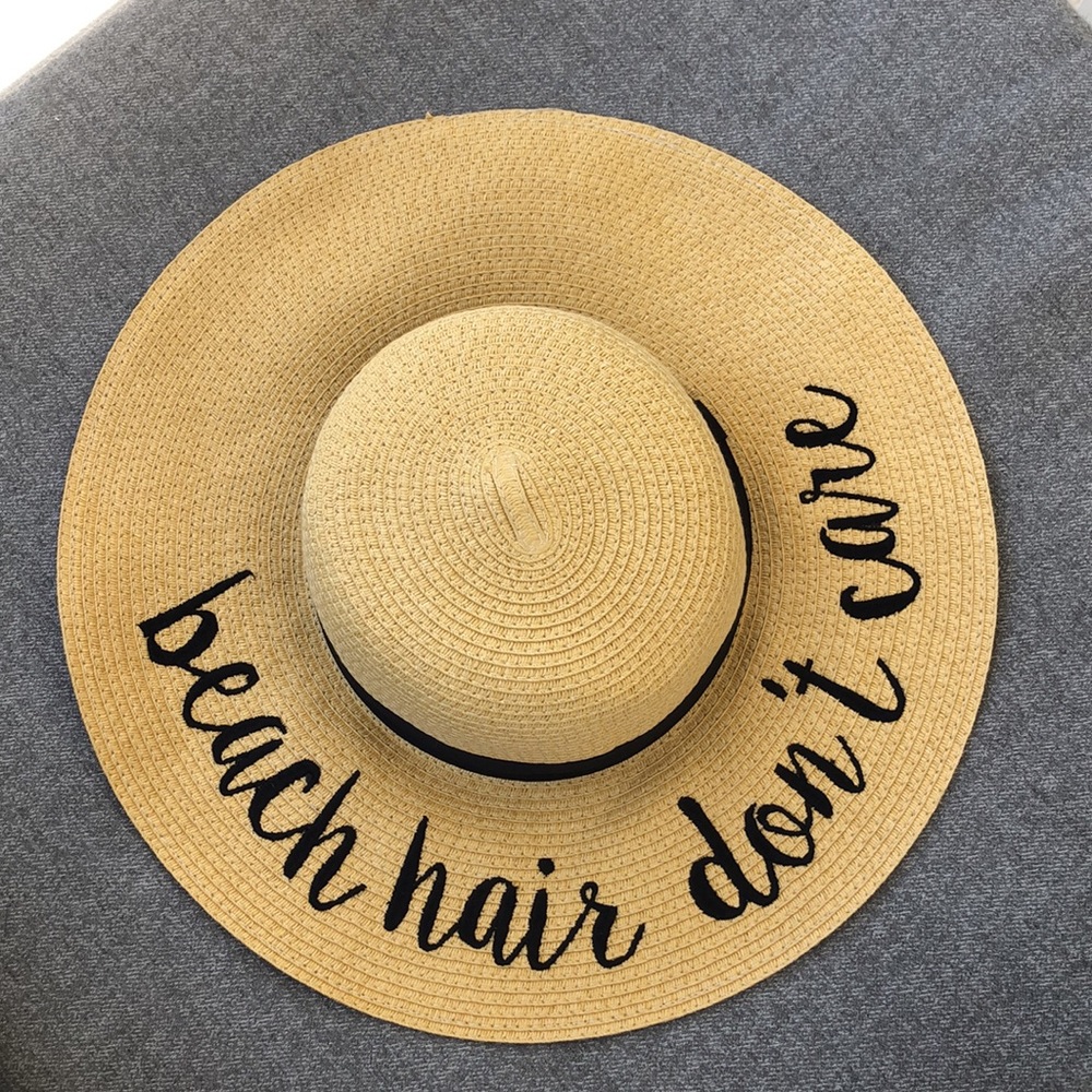 NWOT! - C.C ‘Beach Hair Don’t Care’ 100% Paper Wide Brim Sun Hat - Picture 6 of 7